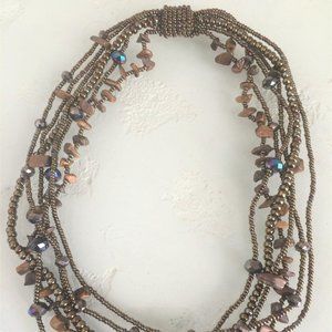18" Czech Glass Bead IRIDESCENT BRONZE Necklace